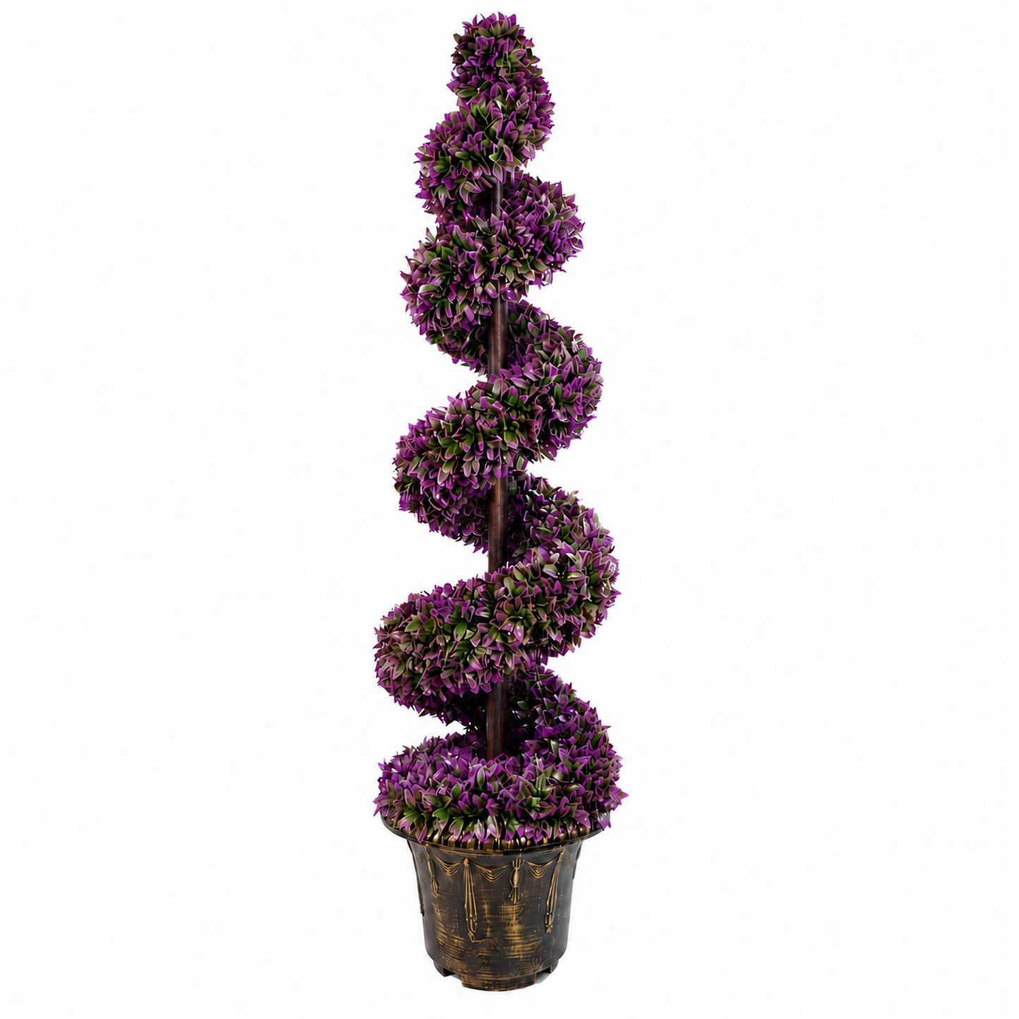 120cm Artificial Pair of Purple Leaf Spiral Topiary Trees Planters