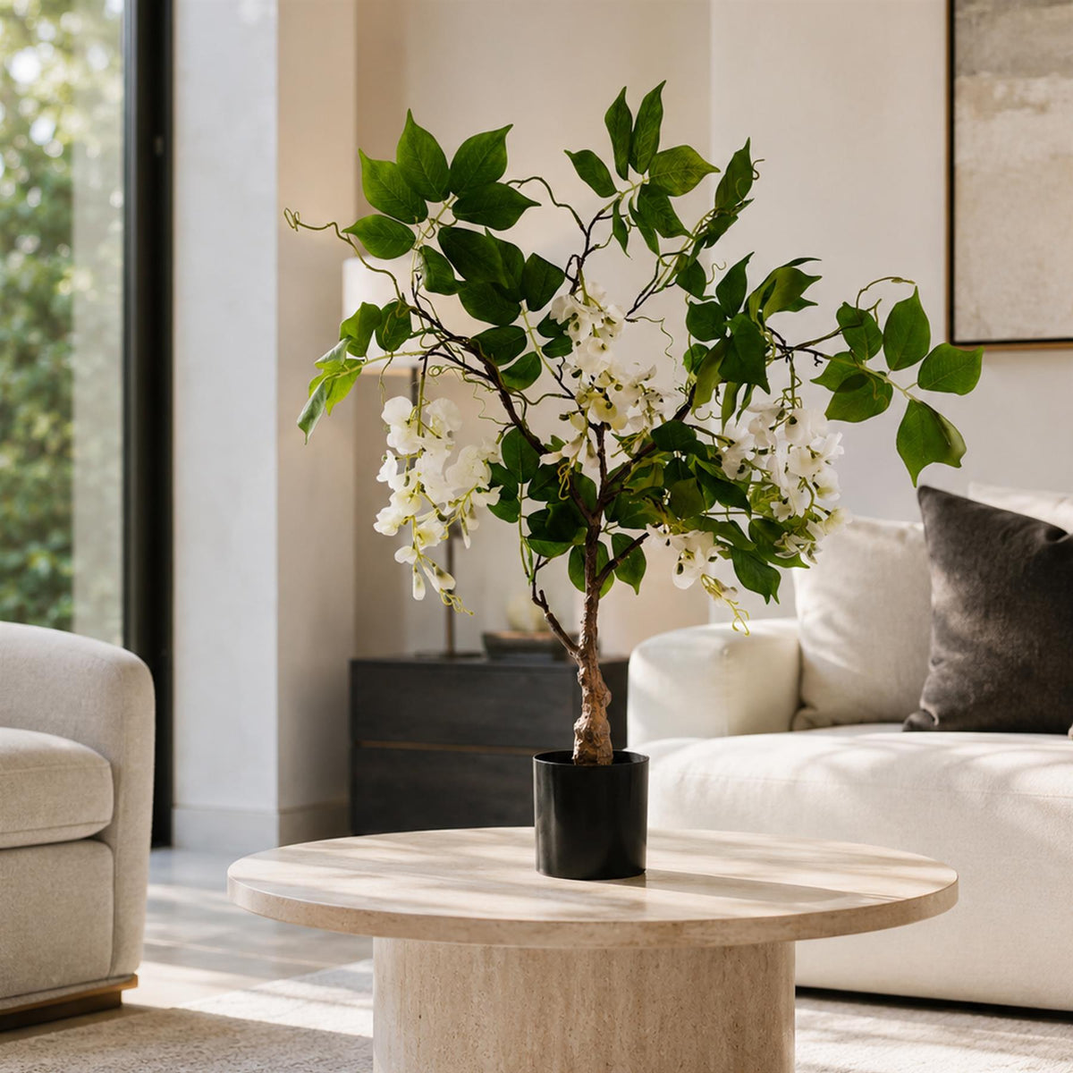90cm Artificial White Wisteria Bush – image 5