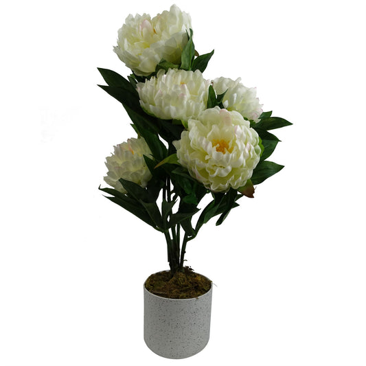 55cm Artificial White Peony Plant – image 2