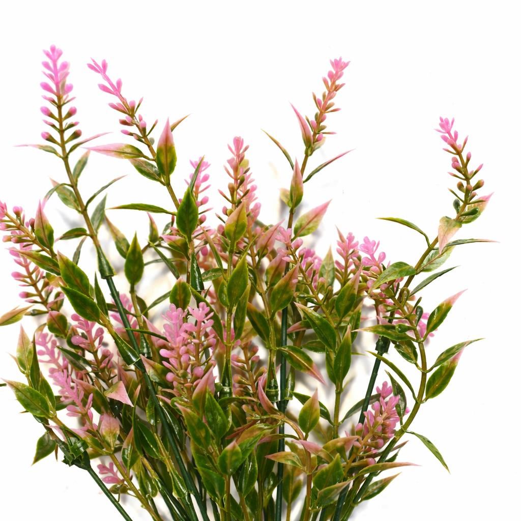 Pack of 6 x 34cm Artificial Pink Heather Stem Plant