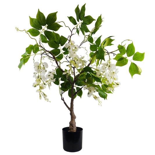 90cm Artificial White Wisteria Bush – image 2