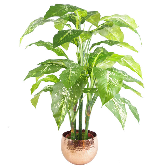 17cm Leaf Large Planter 22 x Hammered Copper Plated Curvy Edge