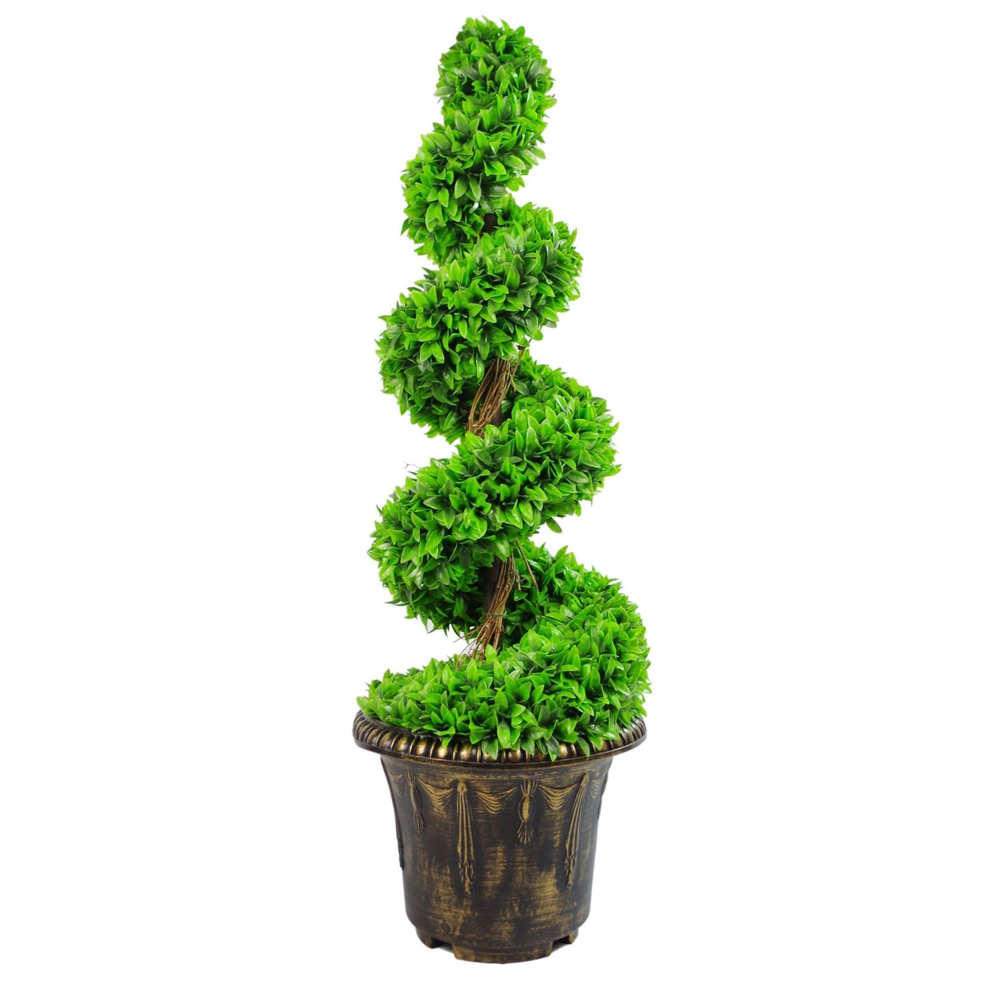 120cm Artificial Purple Large Leaf Spiral with Decorative Planter