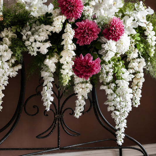 Pack of 6 x 110cm Artificial White Wisteria Flower Sprays