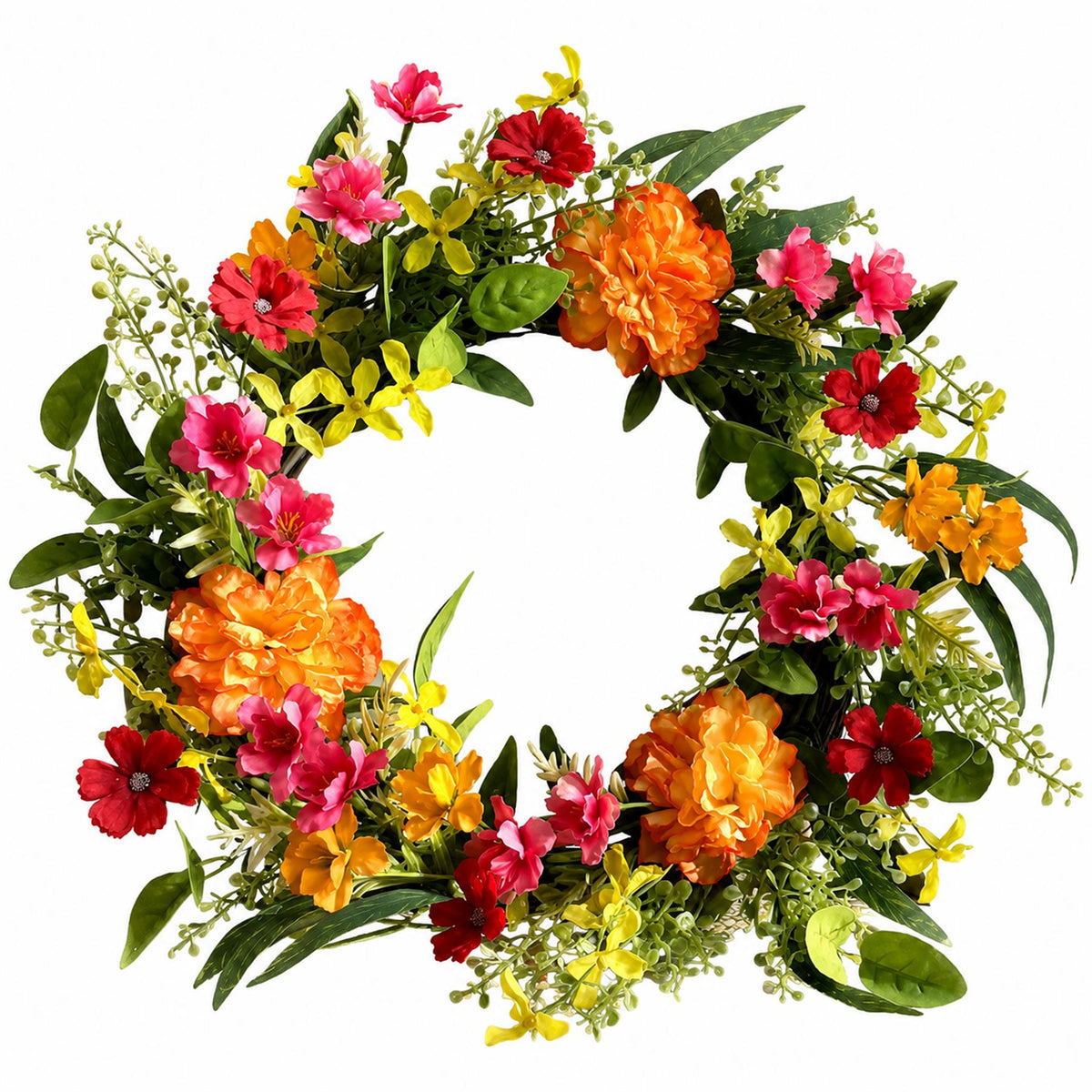 50cm Artificial Bright Spring Flower Wreath