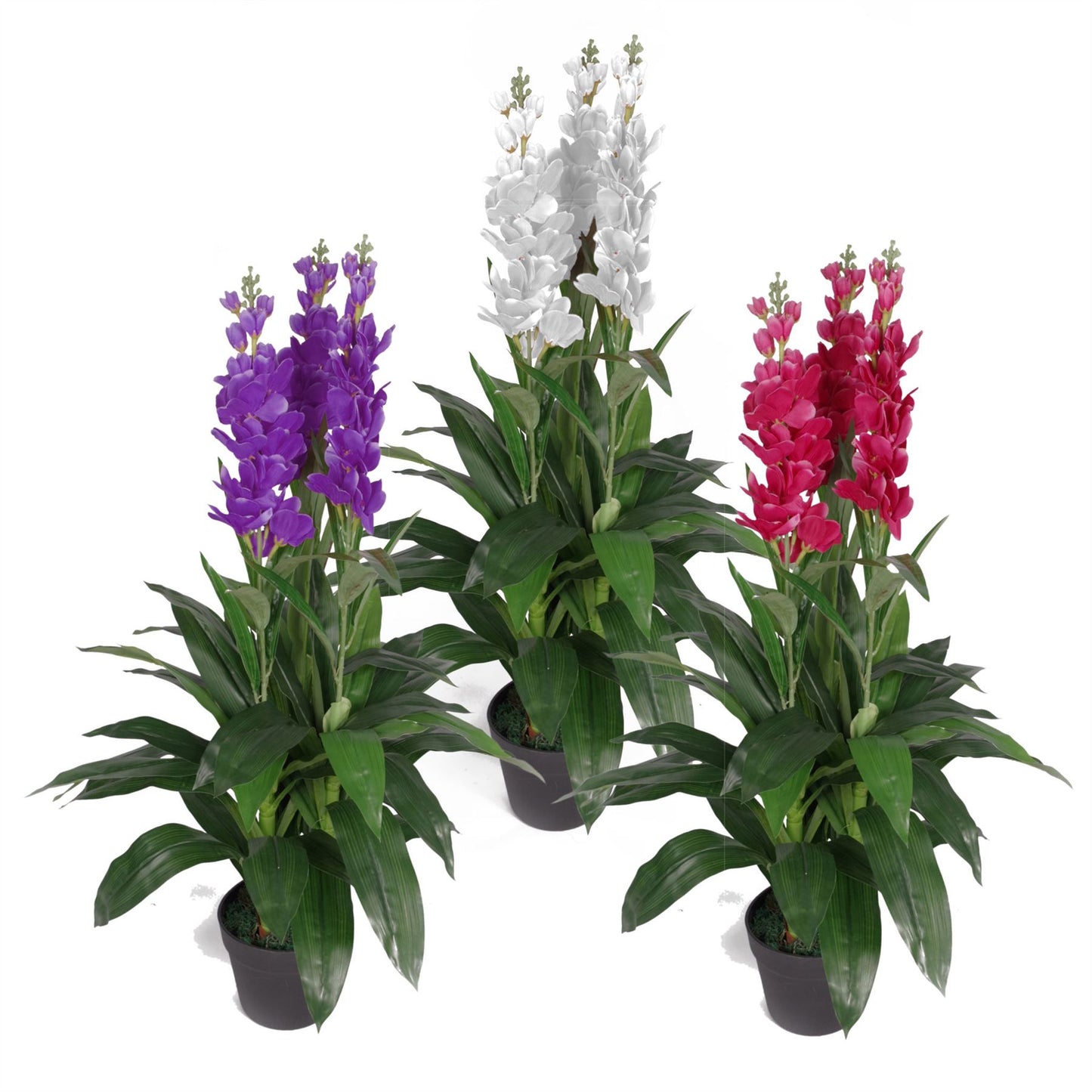 Artificial 100cm Cymbidium Orchid Plant Extra Large Purple Flowers