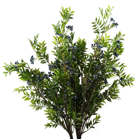 6x 70cm Nandina Foliage Blue Berry Spray Artificial