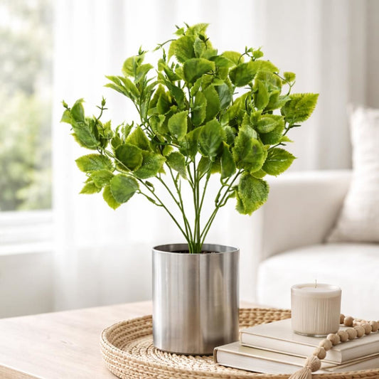 Pack of 6 x 32cm Artificial Leafy Foliage Stem Plant Faux Green Decorative Fillers