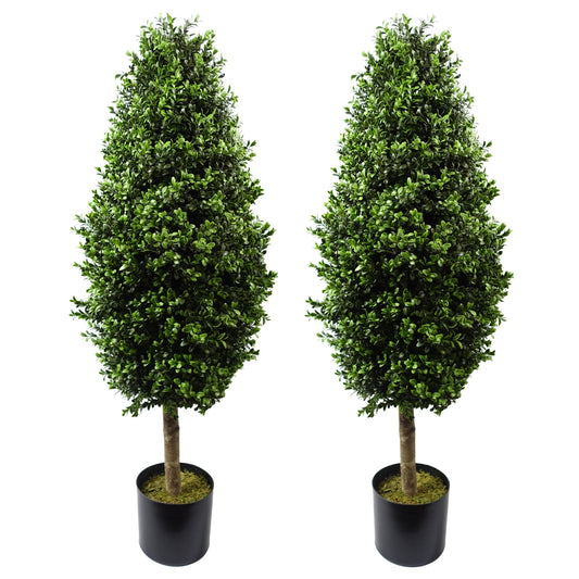 Artificial 120cm Pair of Buxus Ball Cone Tree UV Resistant Outdoor – image 2