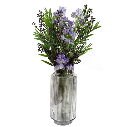 31cm Clear Ridged Glass Vase