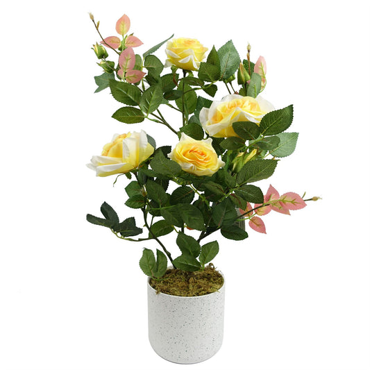 50cm Artificial Yellow Rose Plant – image 2