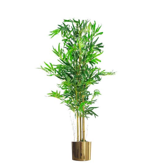 120cm Natural Look Artificial Bamboo Plants Trees with Gold Planter – image 2