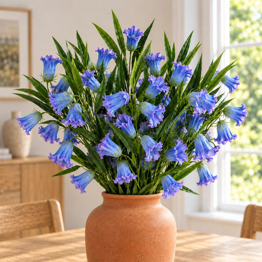 Pack of 6 x 100cm Trumpet Artificial Flower Stem Blue