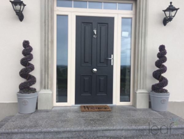 90cm Artificial Pair of Purple Leaf Spiral Topiary Trees with Planters