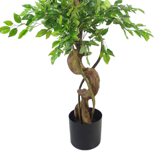 150cm Twisted Trunk Artificial Fruticosa Ficus Tree Silver Planter – image 2