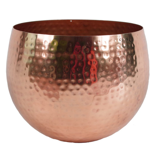 Leaf Large Planter 22 x 18cm Hammered Copper Colour Straight Edge