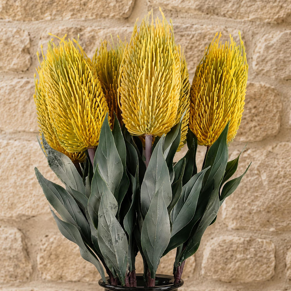 Pack of 6 x 75cm Banksia Menziesii Yellow Flower Stem Artificial