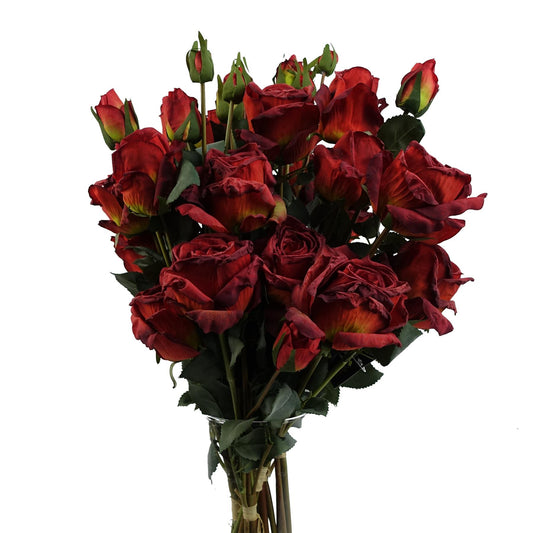 6 x 60cm Red Rose Artificial Flower Sprays - 24 Flowers 18 Buds