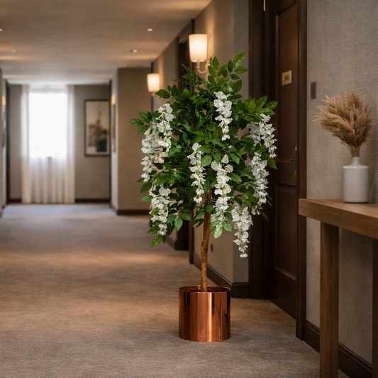 Artificial 130cm Luxury Wisteria Tree White Flowers Premium Range – image 2