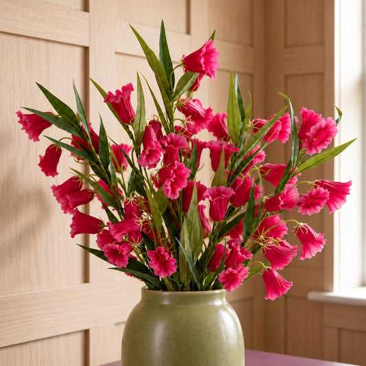 Pack of 6 x 100cm Trumpet Artificial Flower Stem Fuchsia Pink