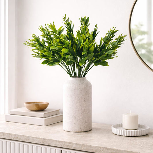 Pack of 6 x 32cm Artificial Green Foliage Spray Stem Faux Leafy Decorative Greenery
