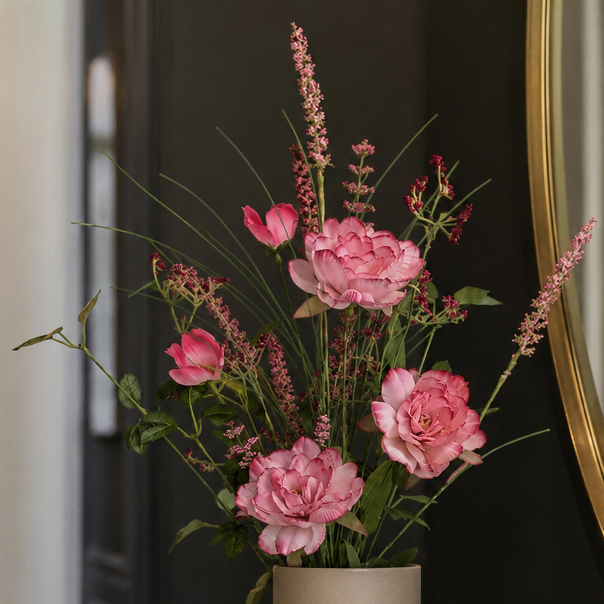 Pack of 6 x 52cm Artificial Pink Peony Wildflower Bouquets