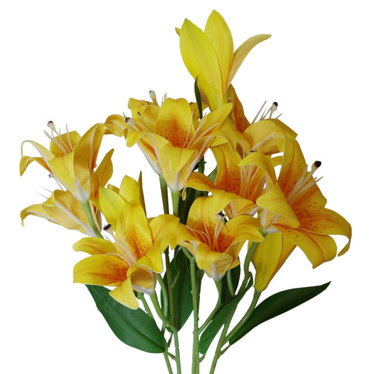 Artificial 60cm Lily Stem Yellow – image 2