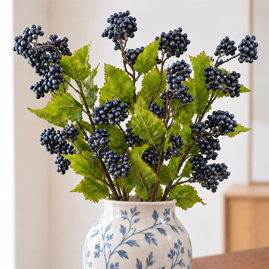 6x 65cm Grape Leaf Foliage Spray with Berries Artificial
