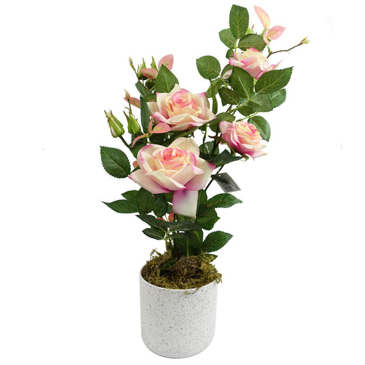 50cm Artificial Pink Rose Plant – image 2