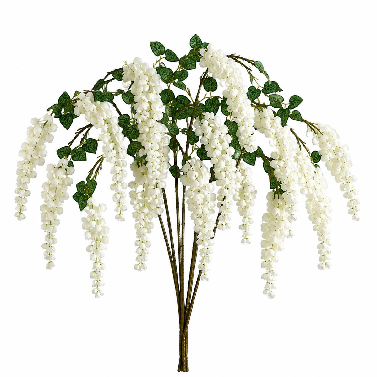 Pack of 6 x 110cm Artificial White Wisteria Flower Sprays