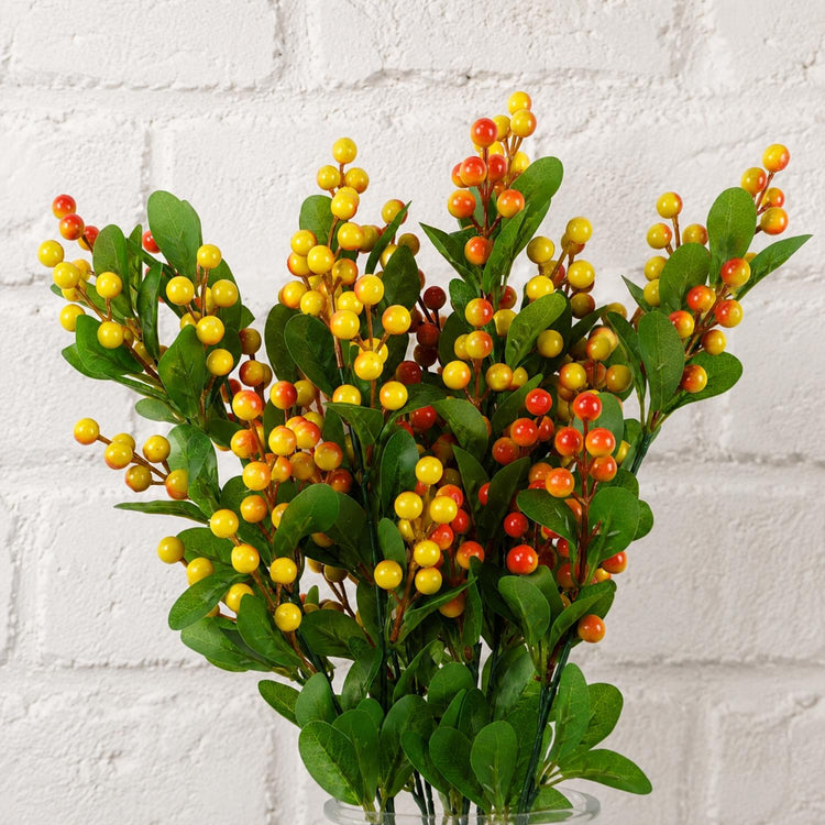 Multipack Stem Flowers — Pack of 6 x 70cm Artificial Orange Berry Spray