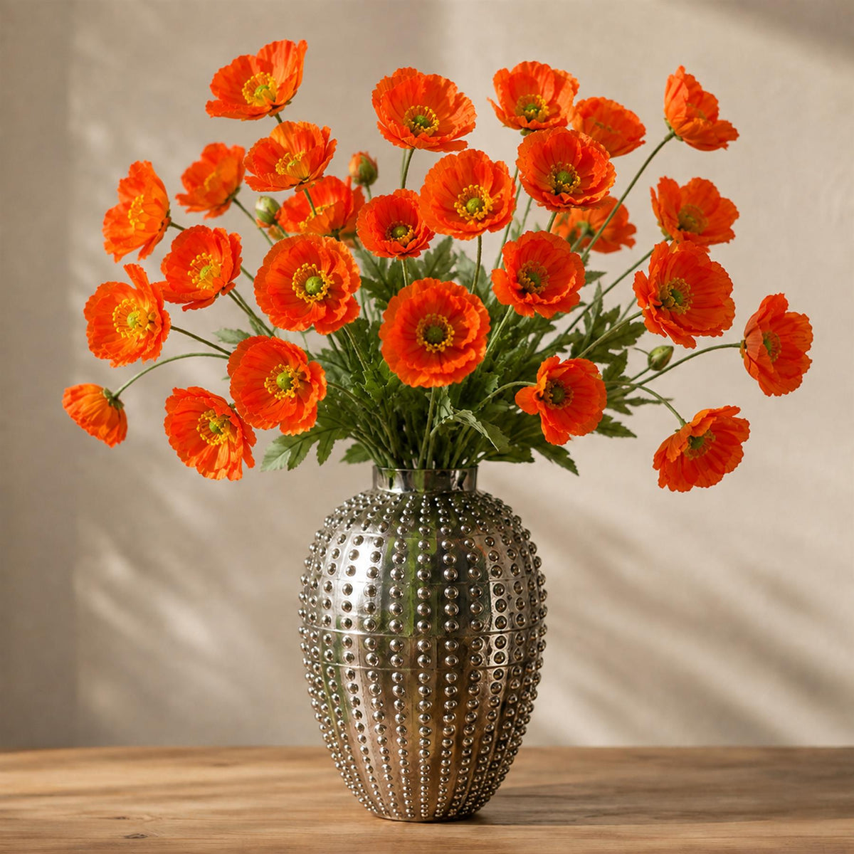 60cm Artificial Red Poppy Spray - 4 Flowers