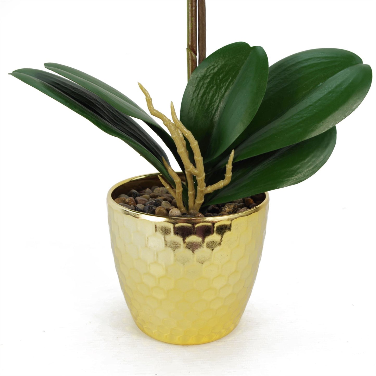 50cm Phalaenopsis Orchid Artificial Purple White Gold Pot