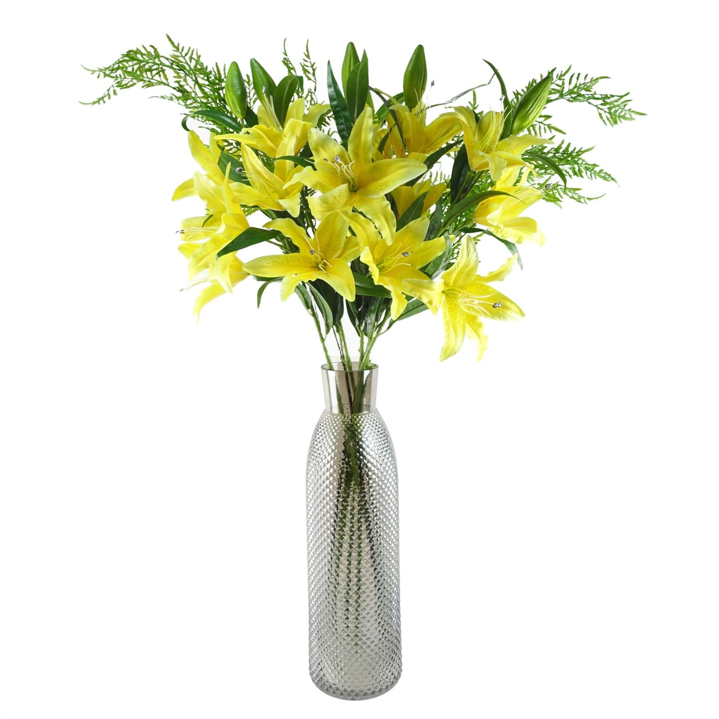 100cm Artificial Large Yellow Lily Stem 3 Flowers