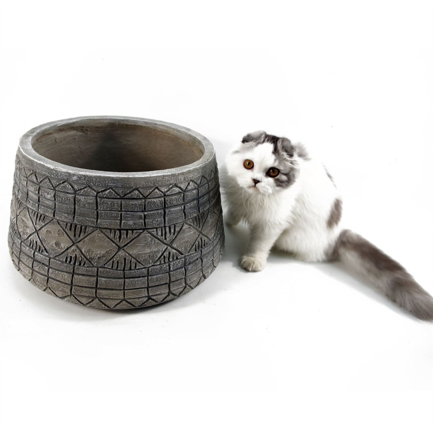 x 37cm Large Grey Gliese Embossed Planter 22cm