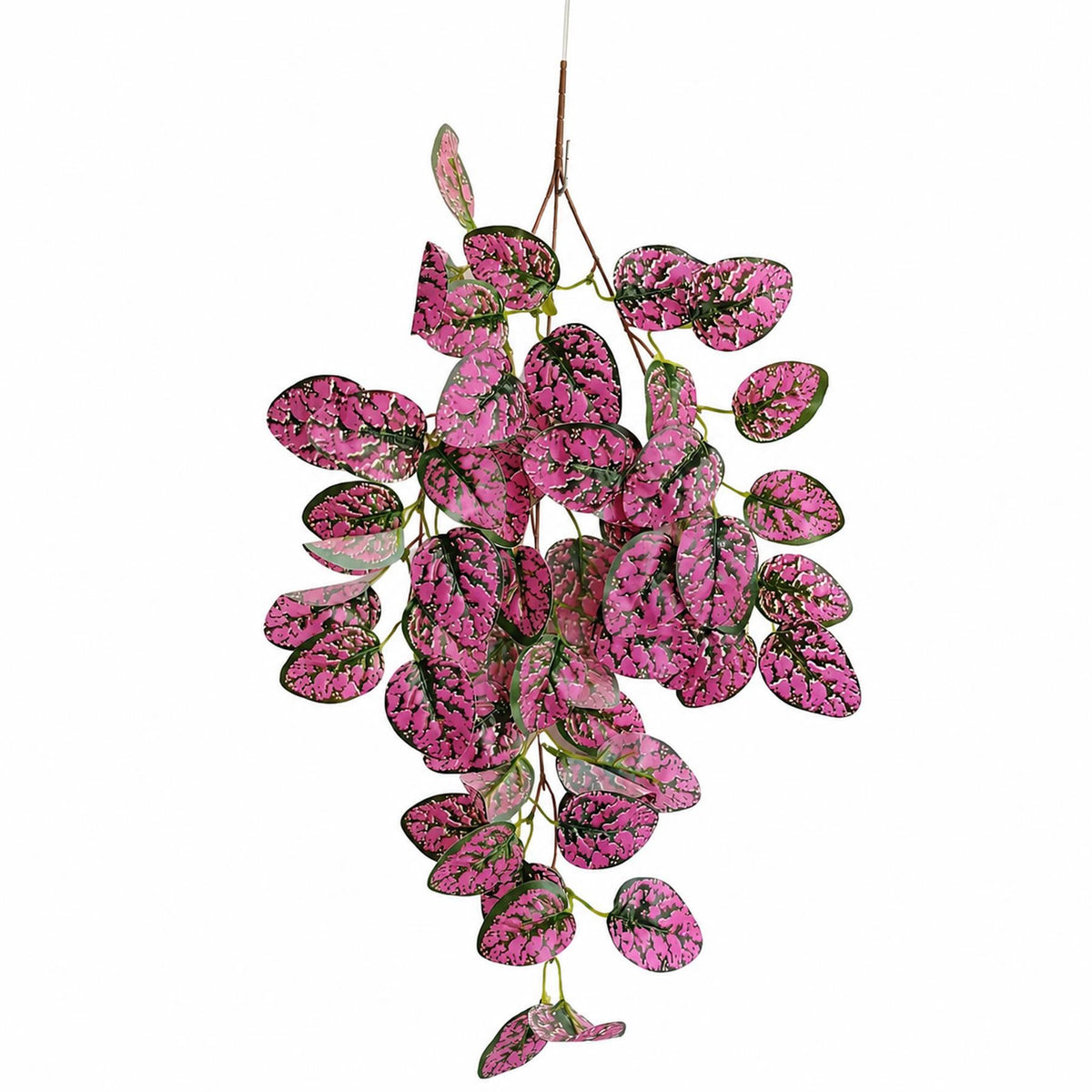 Pack of 6 x 60cm Artificial Pink Polka Dot Plant Hanging Bushes