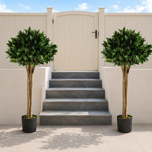120cm Artificial Pair of Bay Tree Laurel UV Resistant Outdoor Topiary – image 4