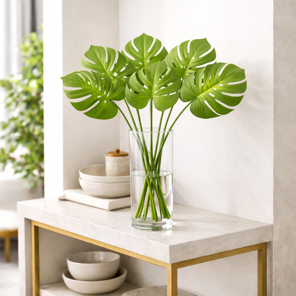 Pack of 6 x 55cm Single Artificial Monstera Leaf