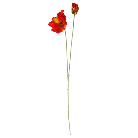 100cm Artificial Red Poppy and Fern Glass Vase