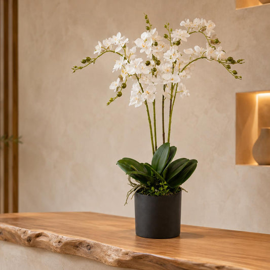 60cm Artificial Luxury Orchid Triple Stem White Realistic Plant – image 5