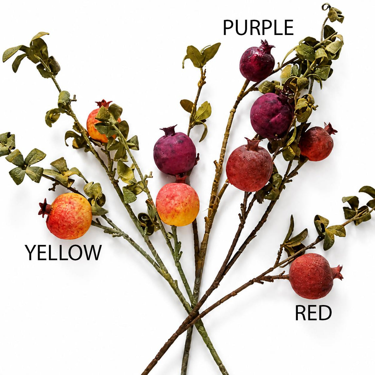 Pack of 6 x 75cm Artificial Pomegranate Stem Artificial Yellow
