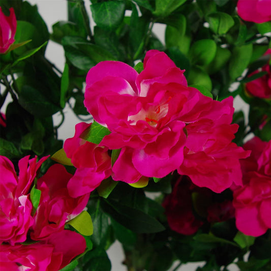Artificial 100cm Azalea Pink Flowers Potted Plant with Copper Planter – image 2
