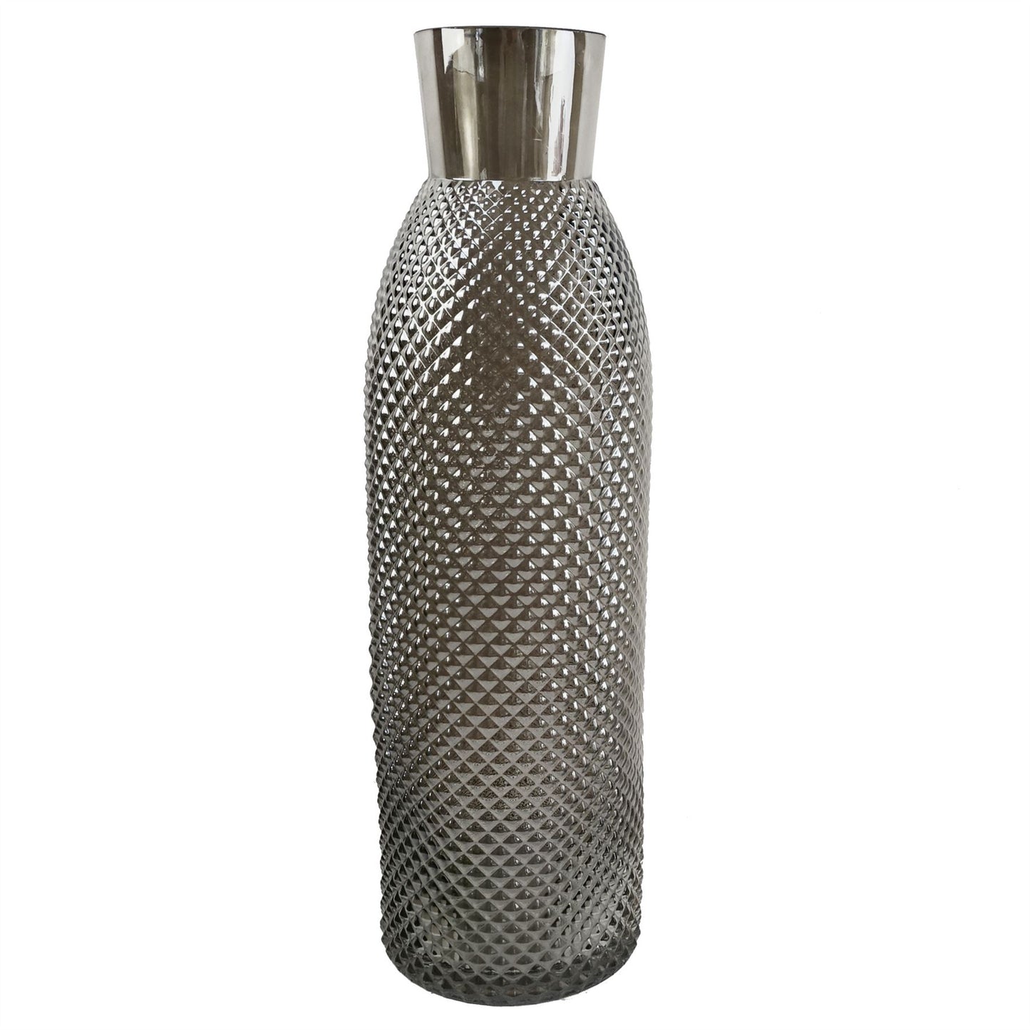 100cm Artificial Yellow Lily and Fern Display Glass Vase
