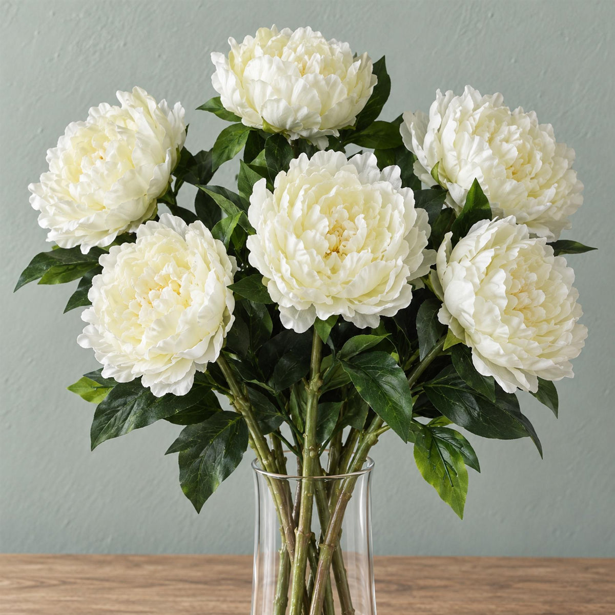 Pack of 6 x 80cm Artificial Cream Peony Stem