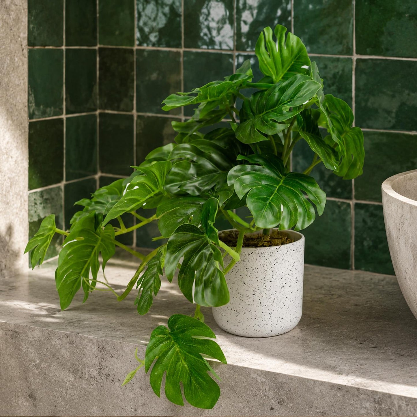 30cm Artificial Green Potted Monstera Trailing Plant – image 3