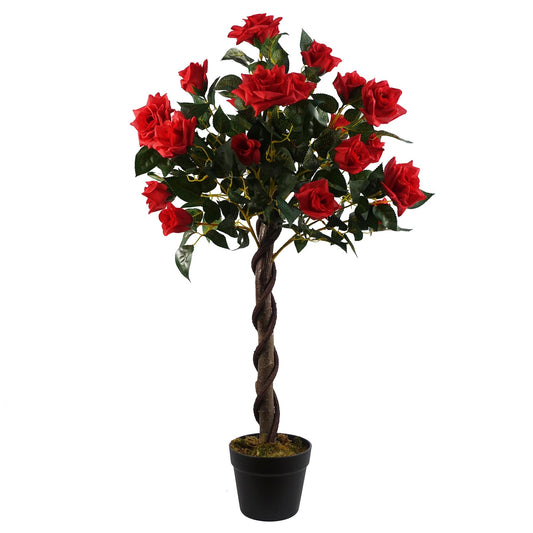 Artificial Red Rose Tree Wedding Twisted Vine Detail 90cm