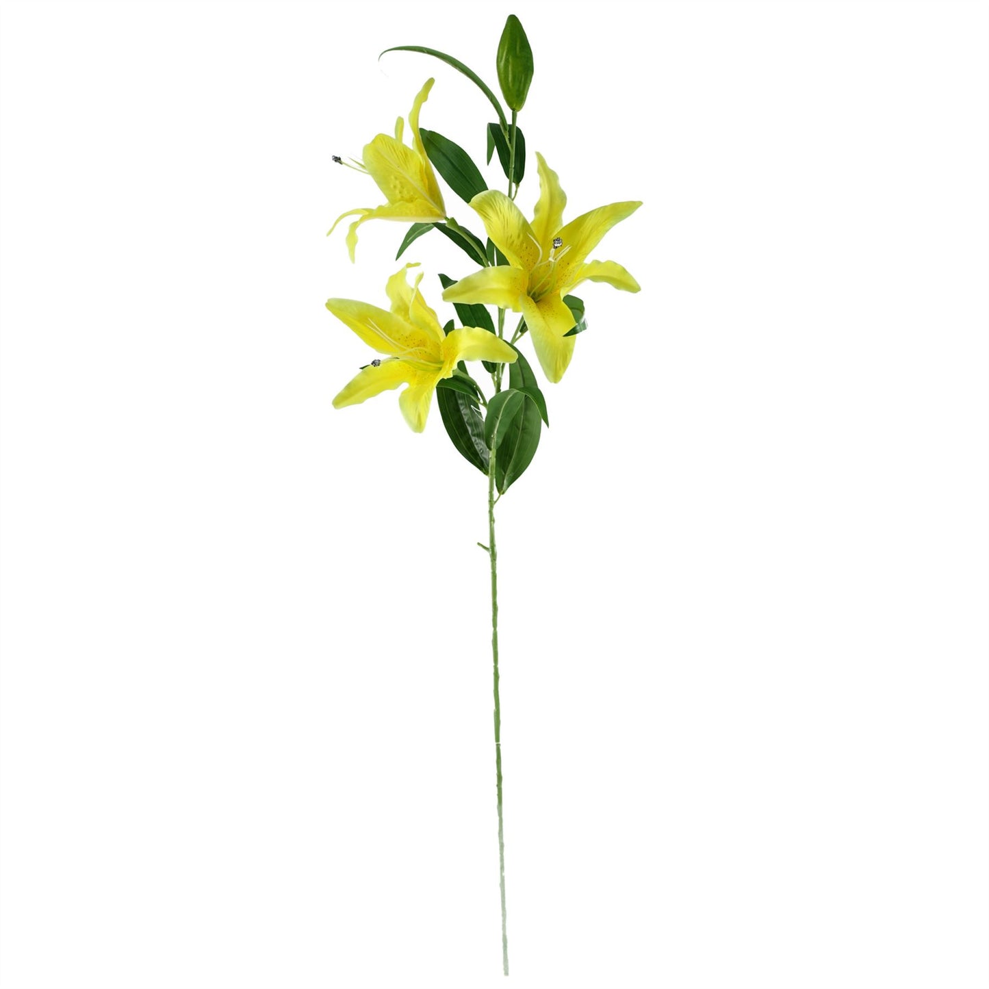 100cm Artificial Large Yellow Lily Stem 3 Flowers