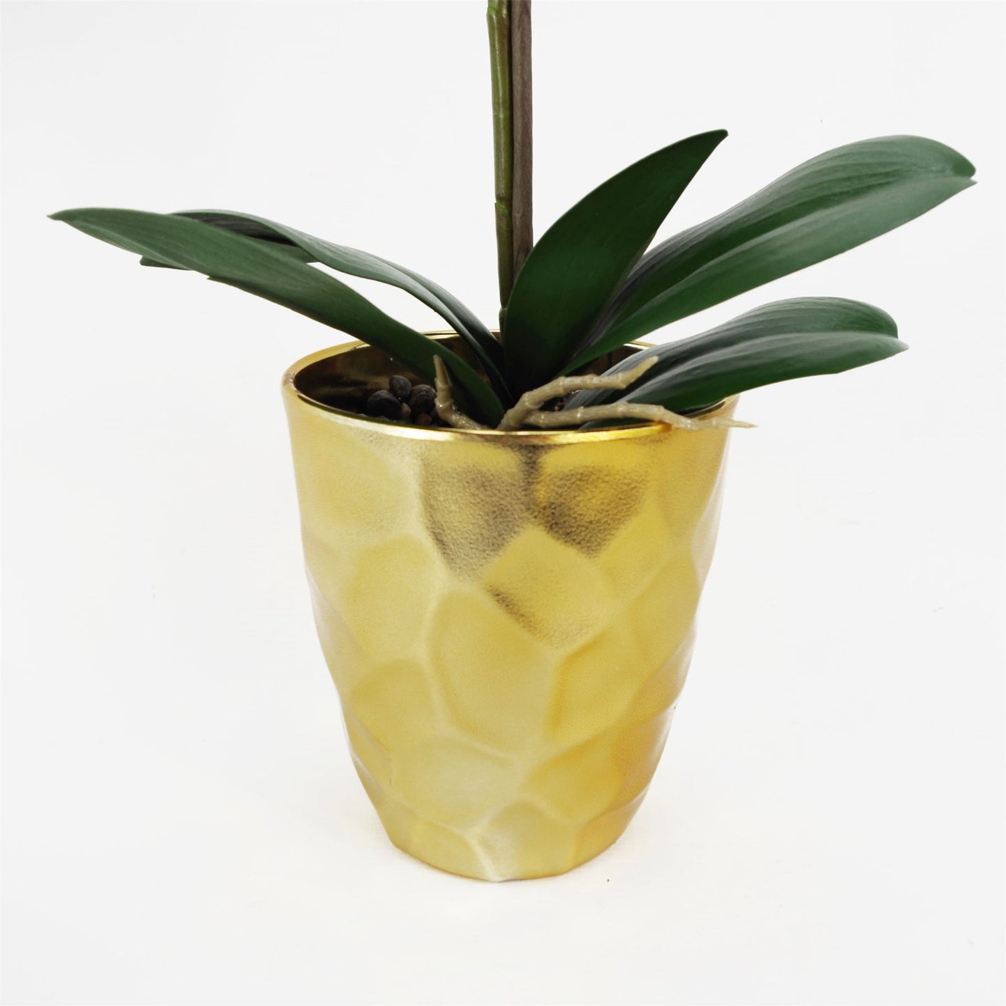 54cm Artificial Orchid Plant Dark Pink Gold Pot