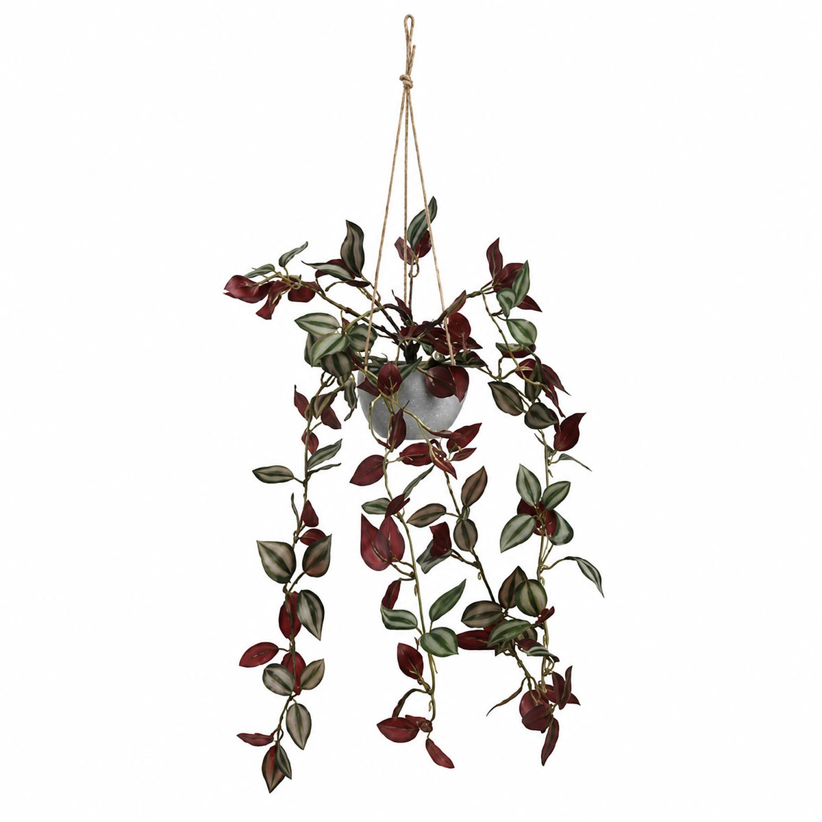 70cm Artificial Purple Tradescantia Zebrina Hanging Plant in Grey Pot