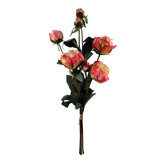 55cm Pink Peony Artificial Flowers Spray 4 Flowers 3 Buds